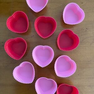 Silicone Hearts Wilton cupcake or muffin cups lot of 11 valentines molds